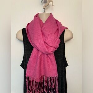 Hot Pink Pashmina Shawl Scarf Cashmere & wool blend. 70”x24”